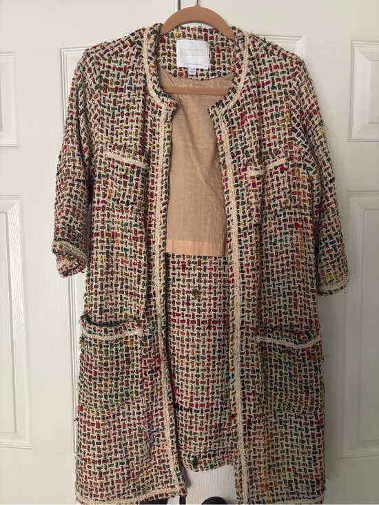 Anthropologie Jackets & Blazers - Anthropologie Cream Tweed Jacket with Multicolor Flecks